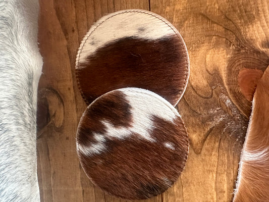 The Circle Cow Hide Coasters