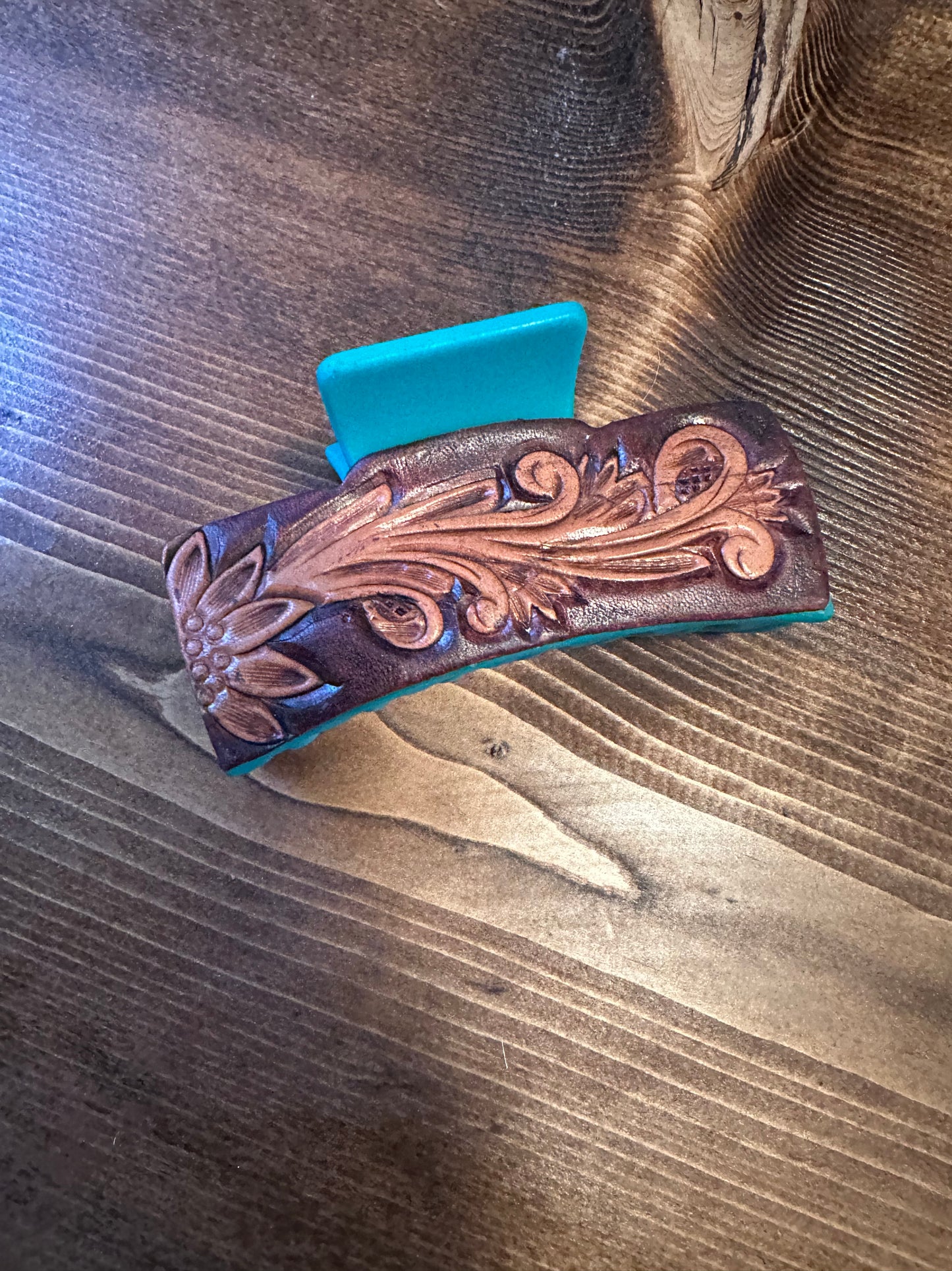 Tooled Leather Claw Clips