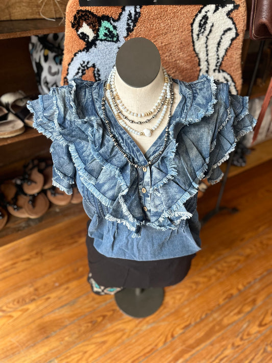 The Frayed Fringe Denim Top