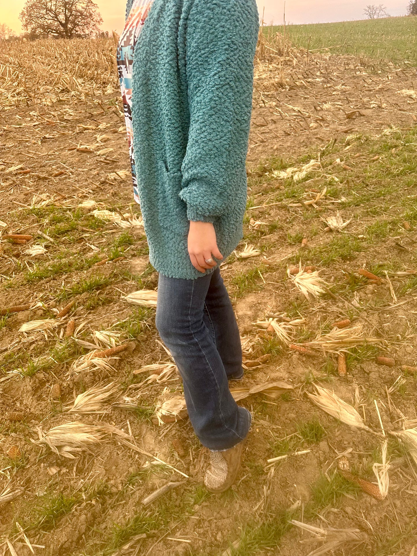 The Teal Popcorn Cardigan