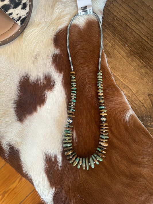 The 22 inch Graduated Turquoise Necklace with Navajo Pearl