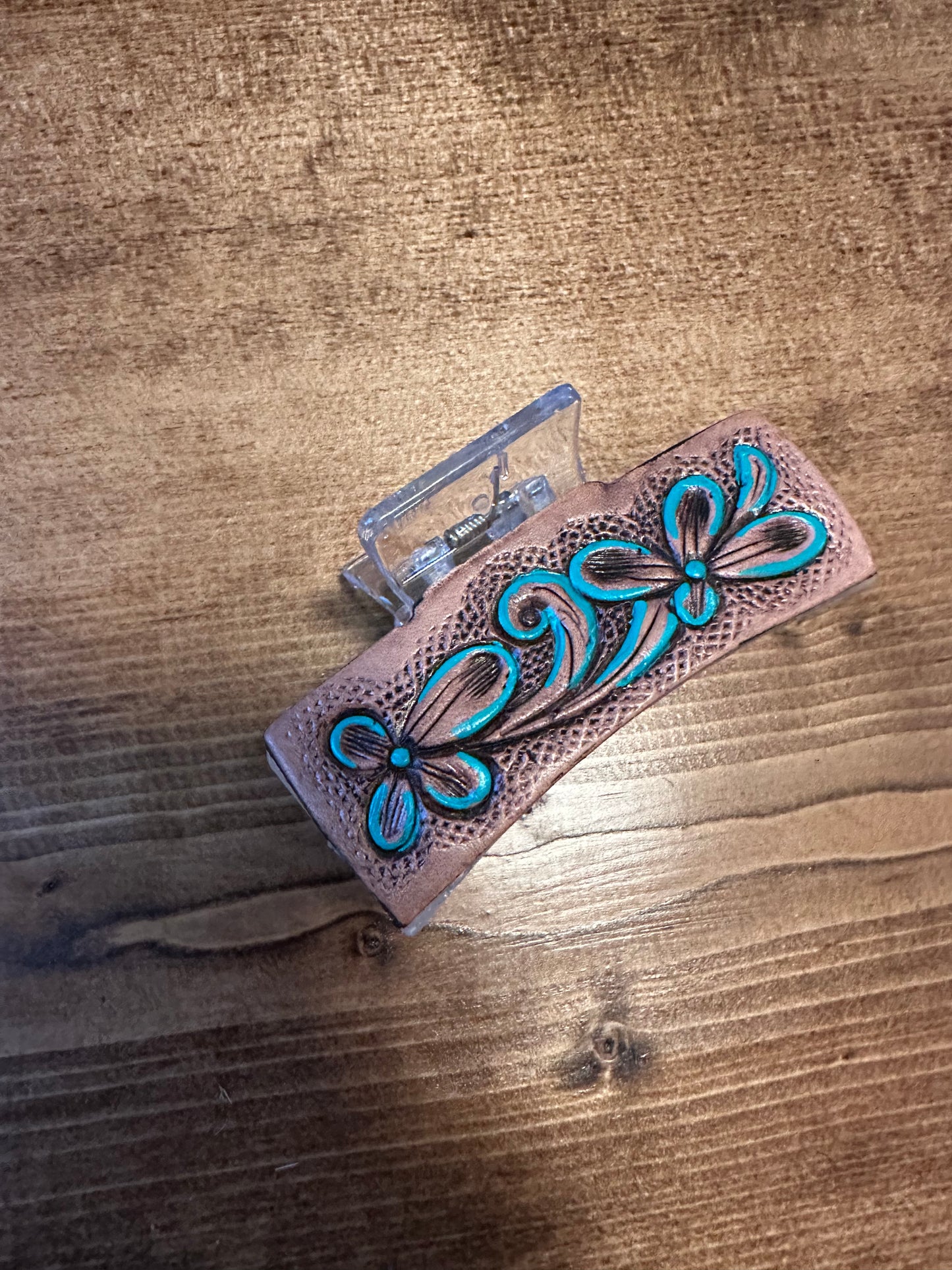 Tooled Leather Claw Clips