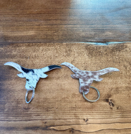 Cowhide Longhorn Keychains