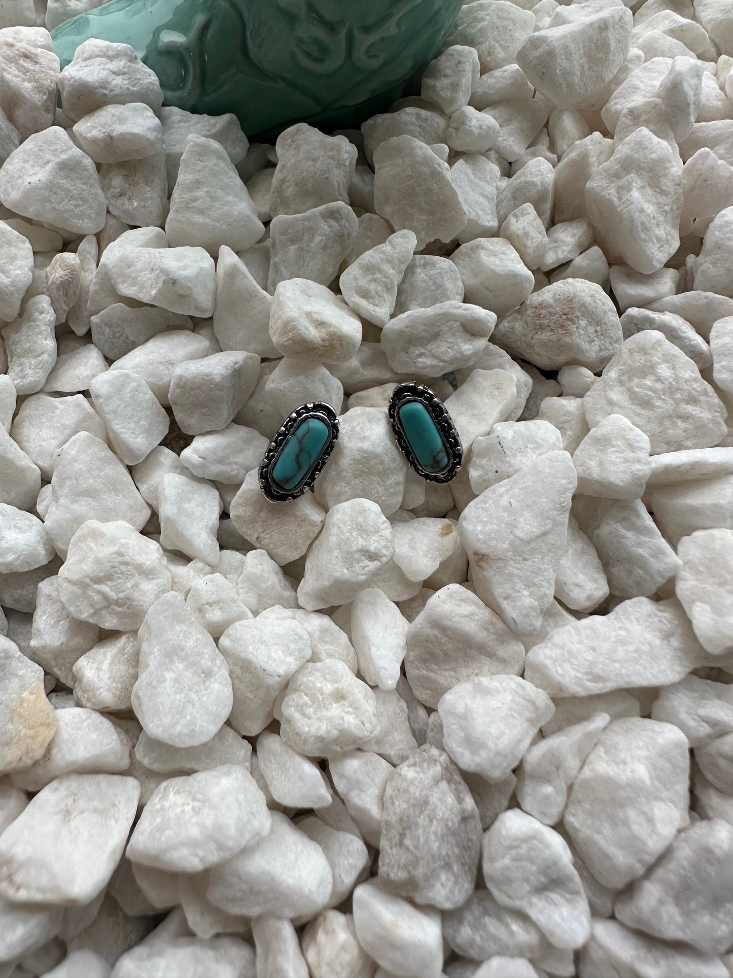 Long Oval Turquoise Studs