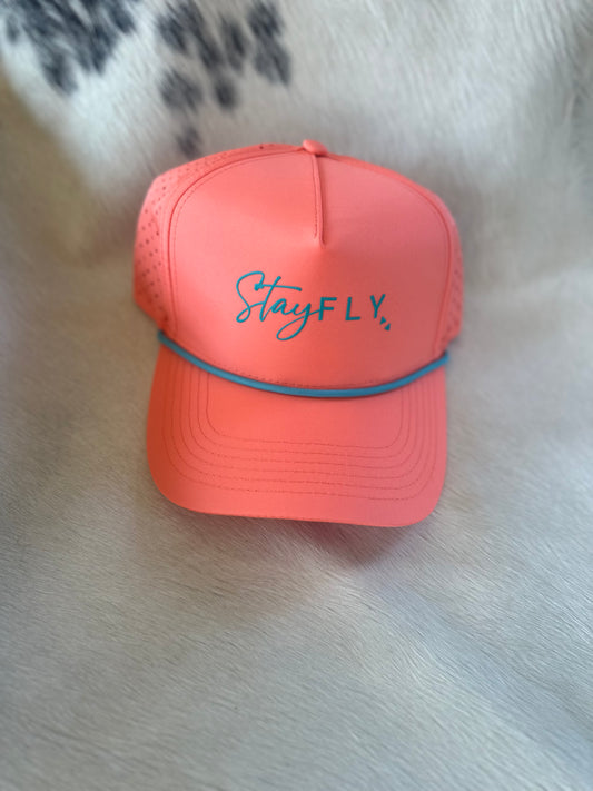 Orange and Turquoise Stay Fly Hat