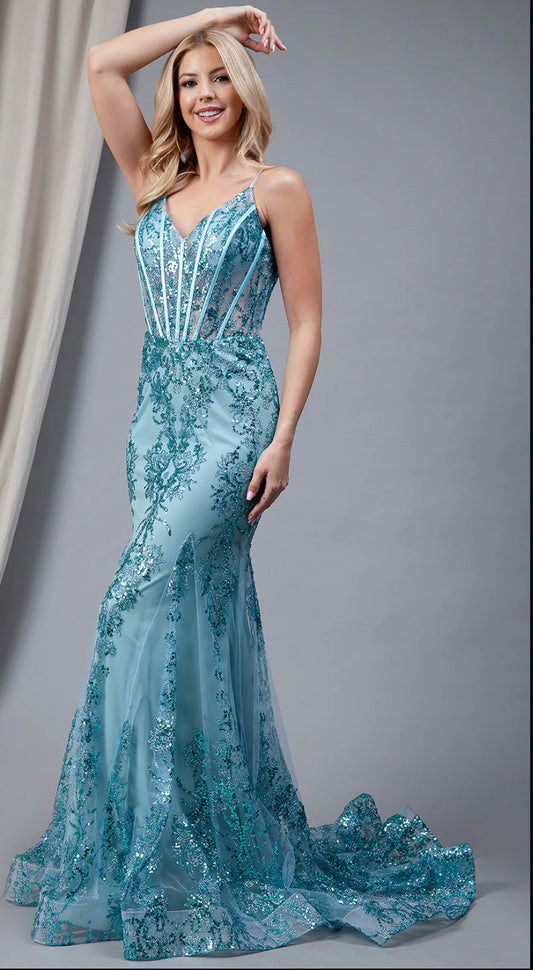 Corset Top Sequin Gown