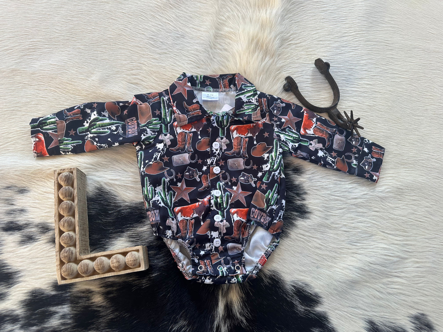 The Western Rodeo Onesie Button Up