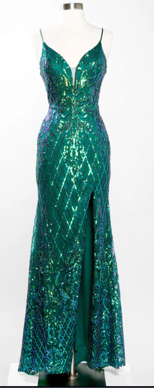 Emerald Sequin Gown