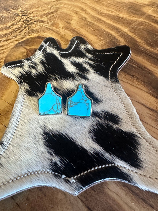 The Turquoise Cow Tag Earrings