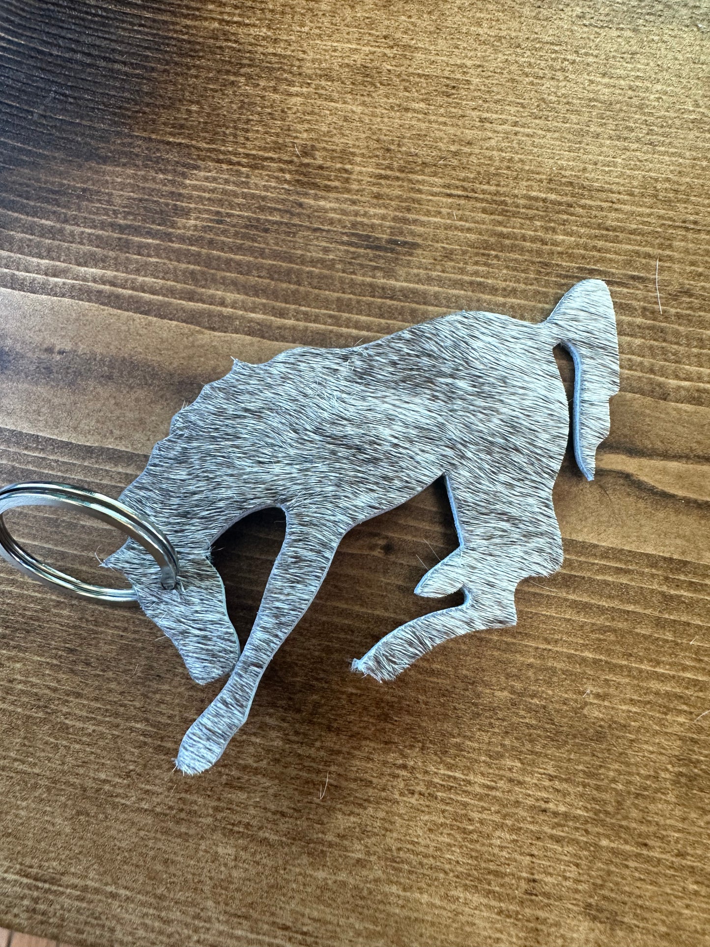 Cowhide Buckin Bronc Keychain