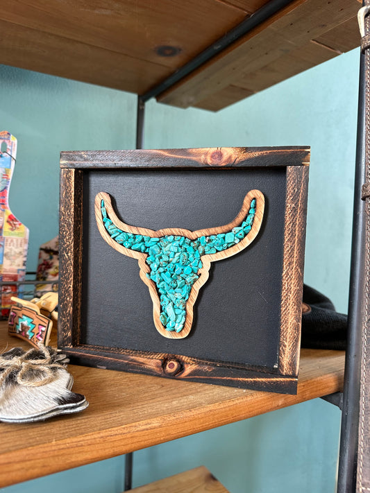 The Small Turquoise Bull Skull Decor