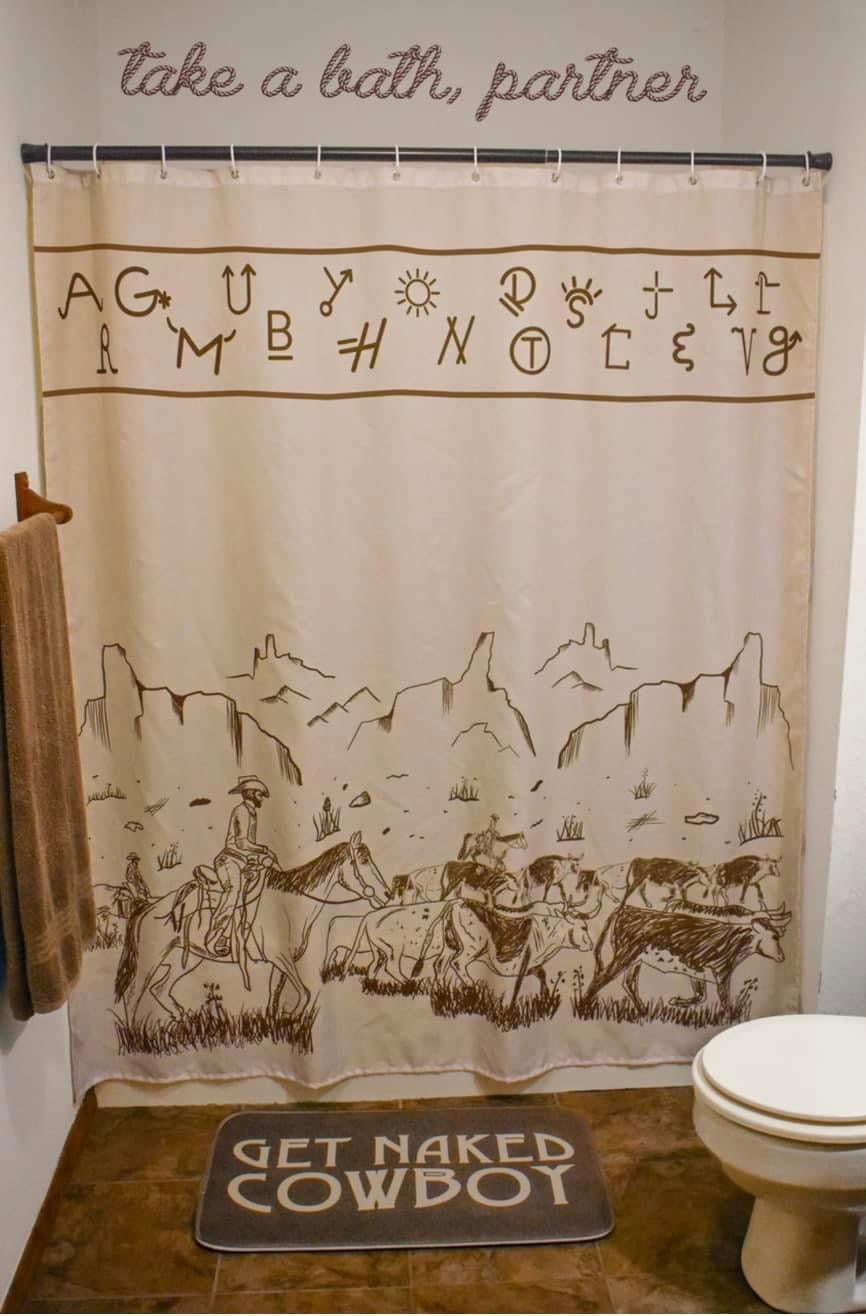 The Cattle Drive Shower Curtain and Bath Mat