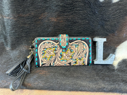 The Santa Fe Hand-Tooled Wristlet Wallet