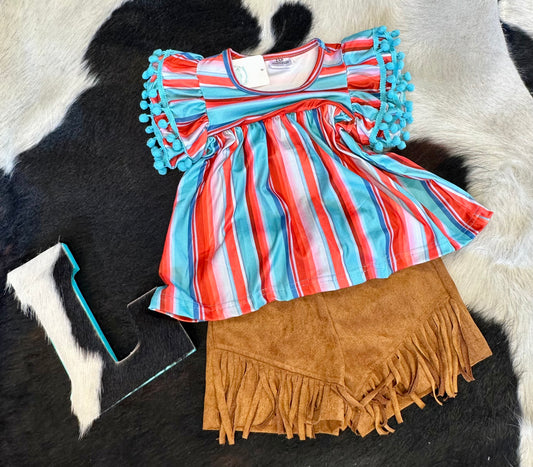 The Turquoise and Orange Striped Top