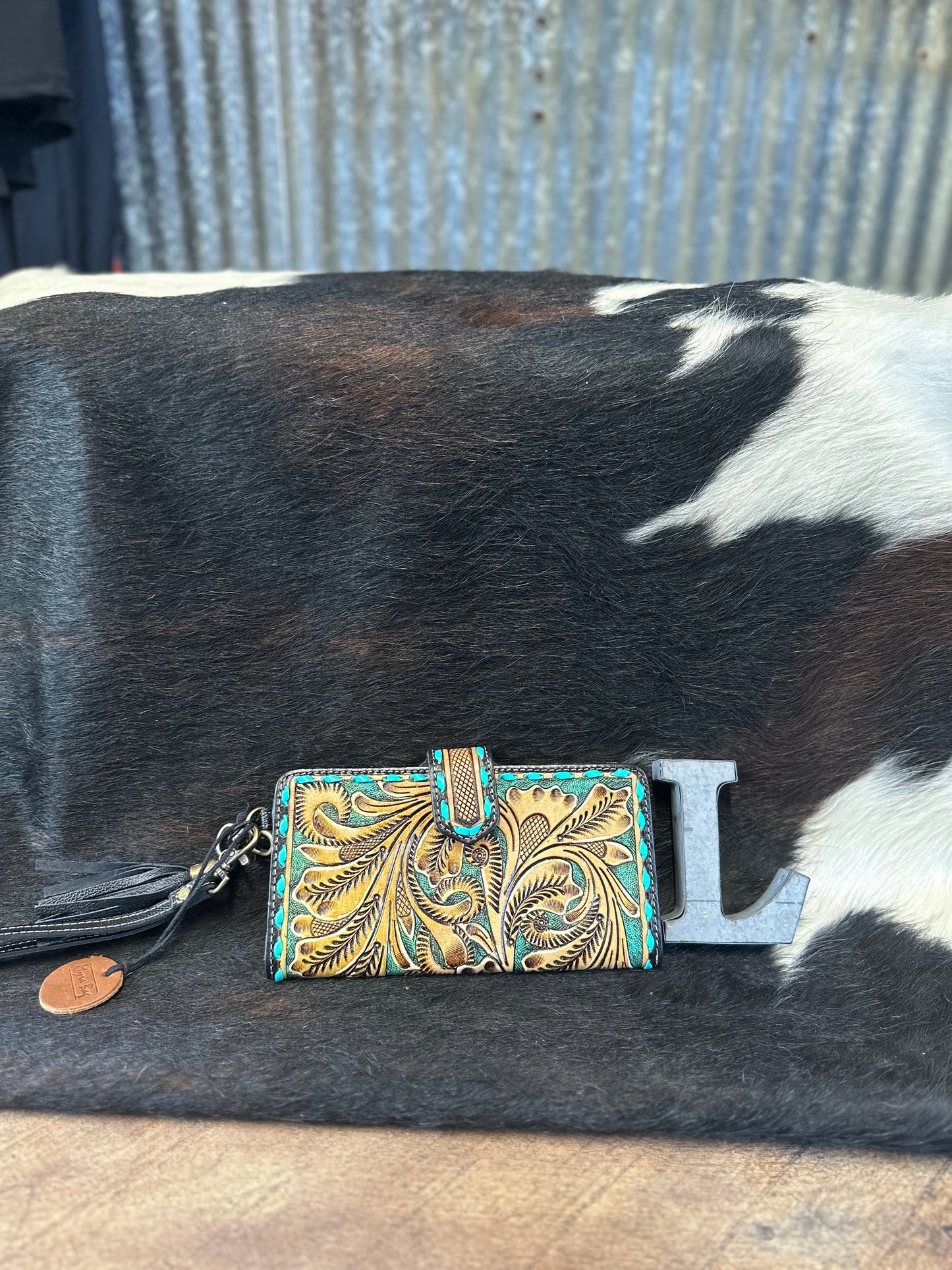 The Western Swing Hand-Tooled Wristlet Wallet