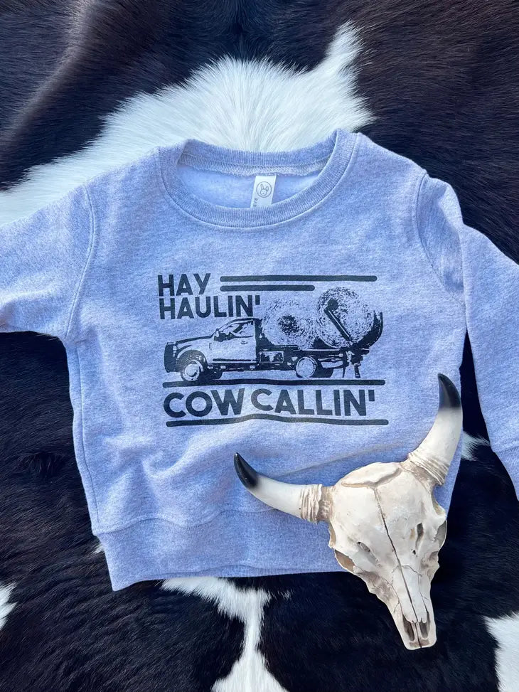 Hay Haulin' Cattle Callin' Kids Crewneck