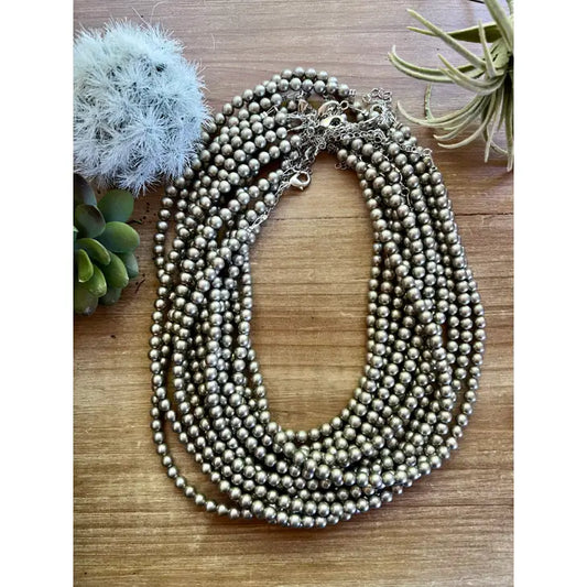 16 inch 6 mm silver plated navajo pearls