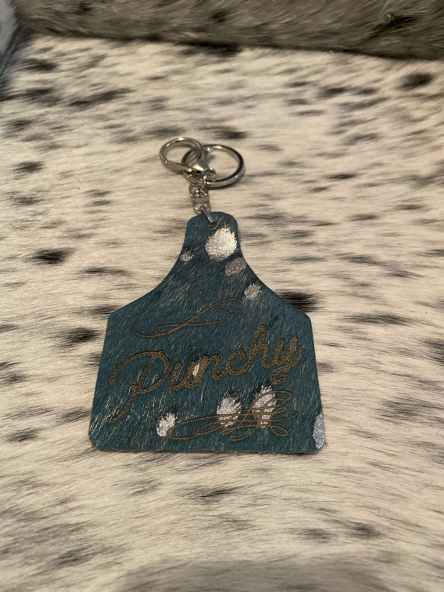 The Punchy Cow Tag Keychain