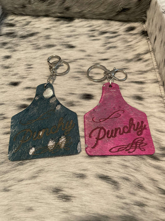 The Punchy Cow Tag Keychain