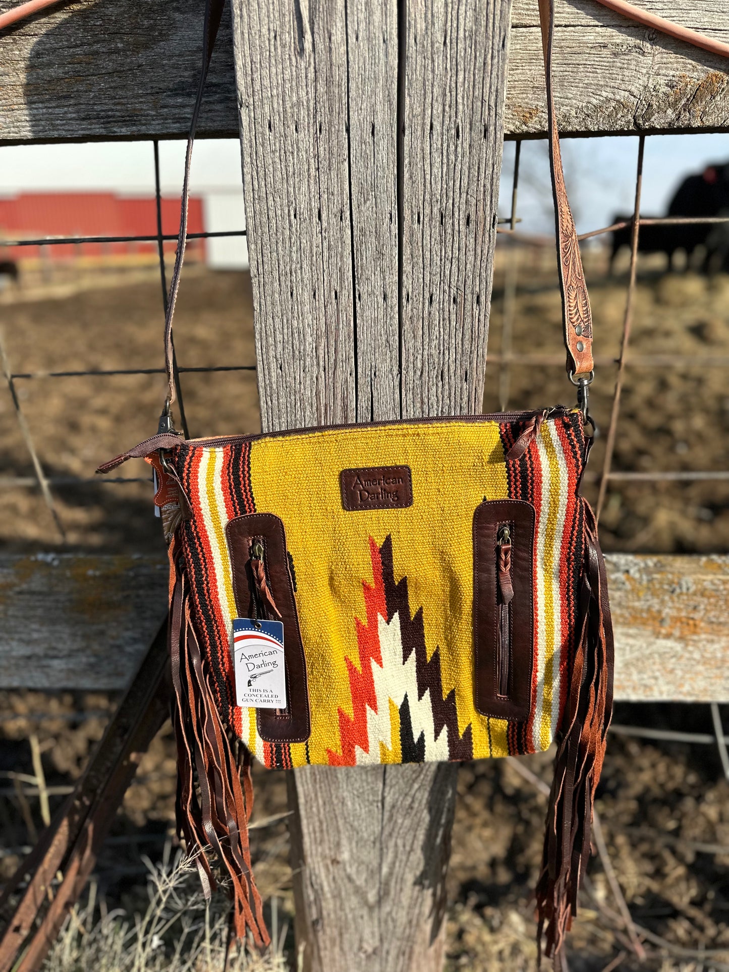 The Waverly Saddle Blanket and Tooled Leather Bag