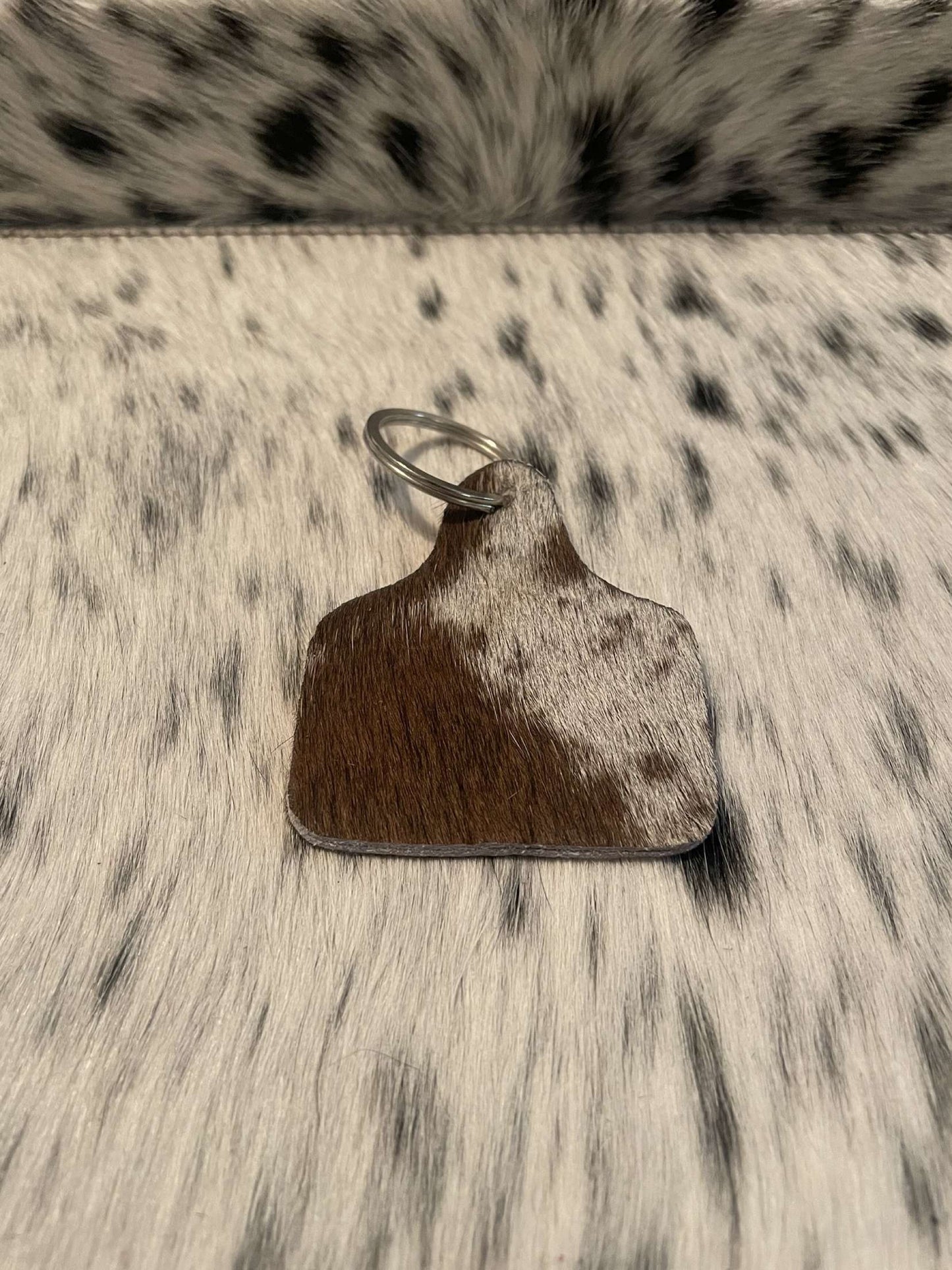 The Hair on Hide Cow Tag Keychain