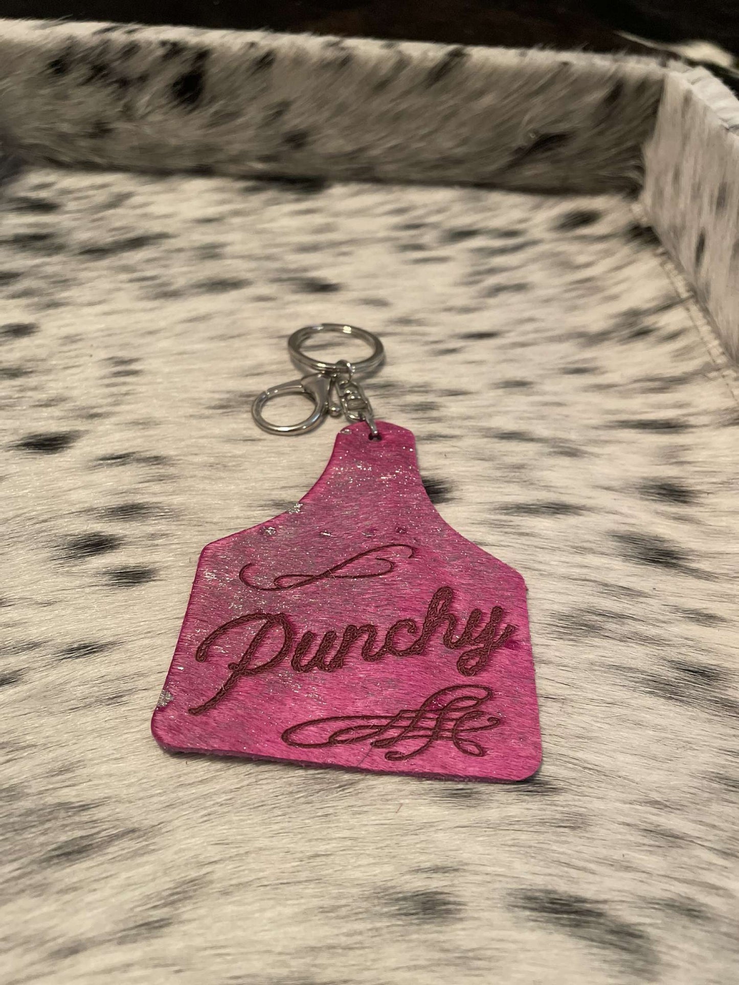 The Punchy Cow Tag Keychain