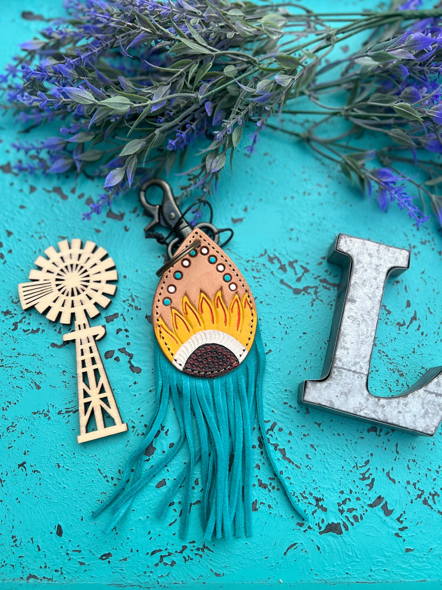 The Leather Oval and Fringe Keychain