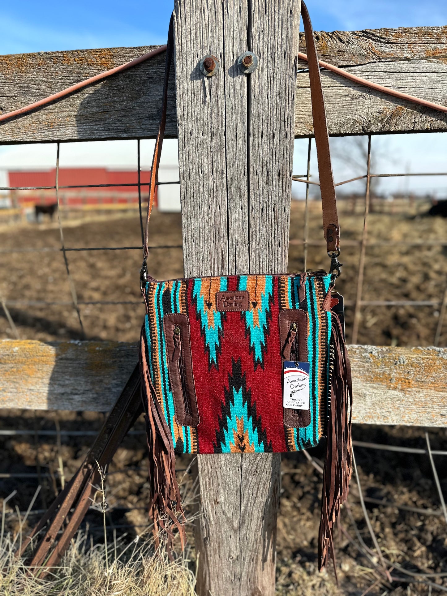 The Margie Saddle Blanket and Tooled Leather Bag