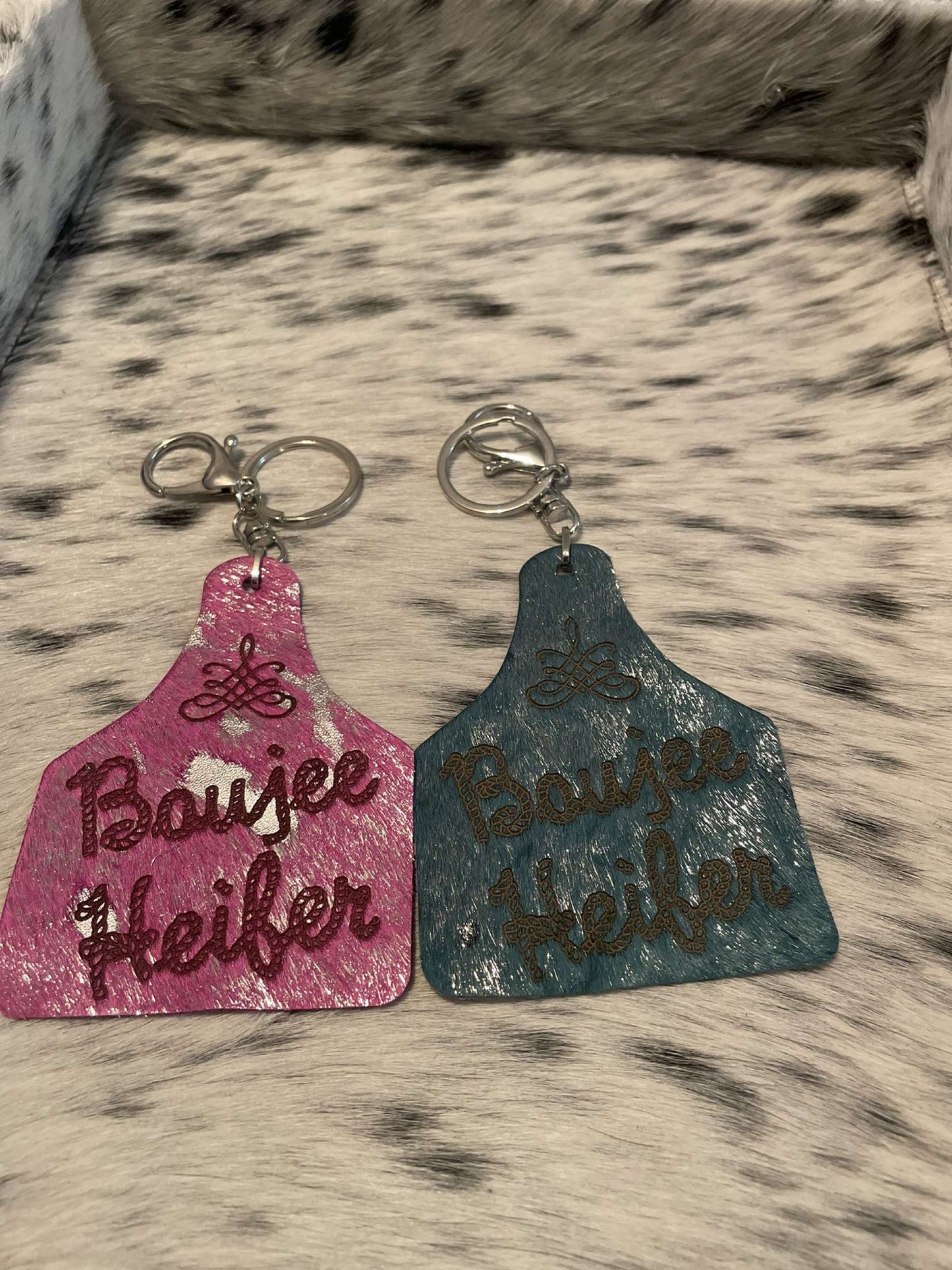 The Boujee Heifer Cow Tag Keychain