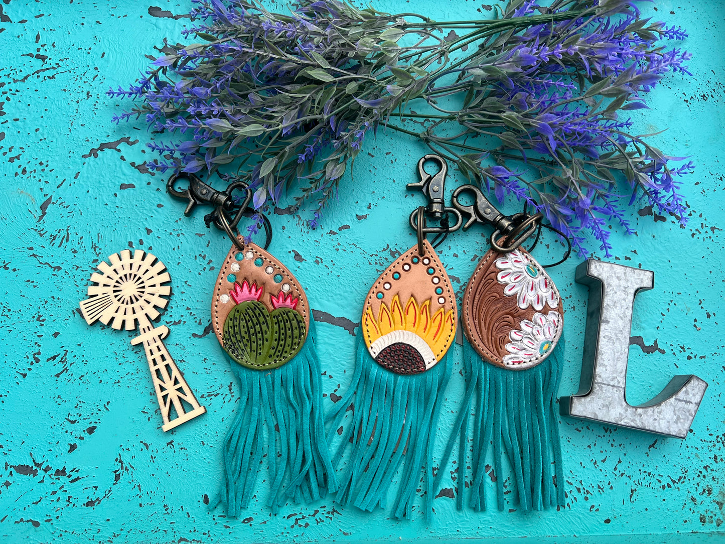 The Leather Oval and Fringe Keychain