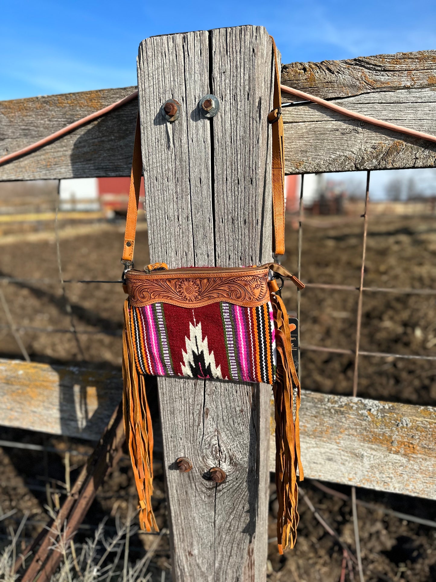 The Lucy Saddle Blanket and Tooled Leather Bag