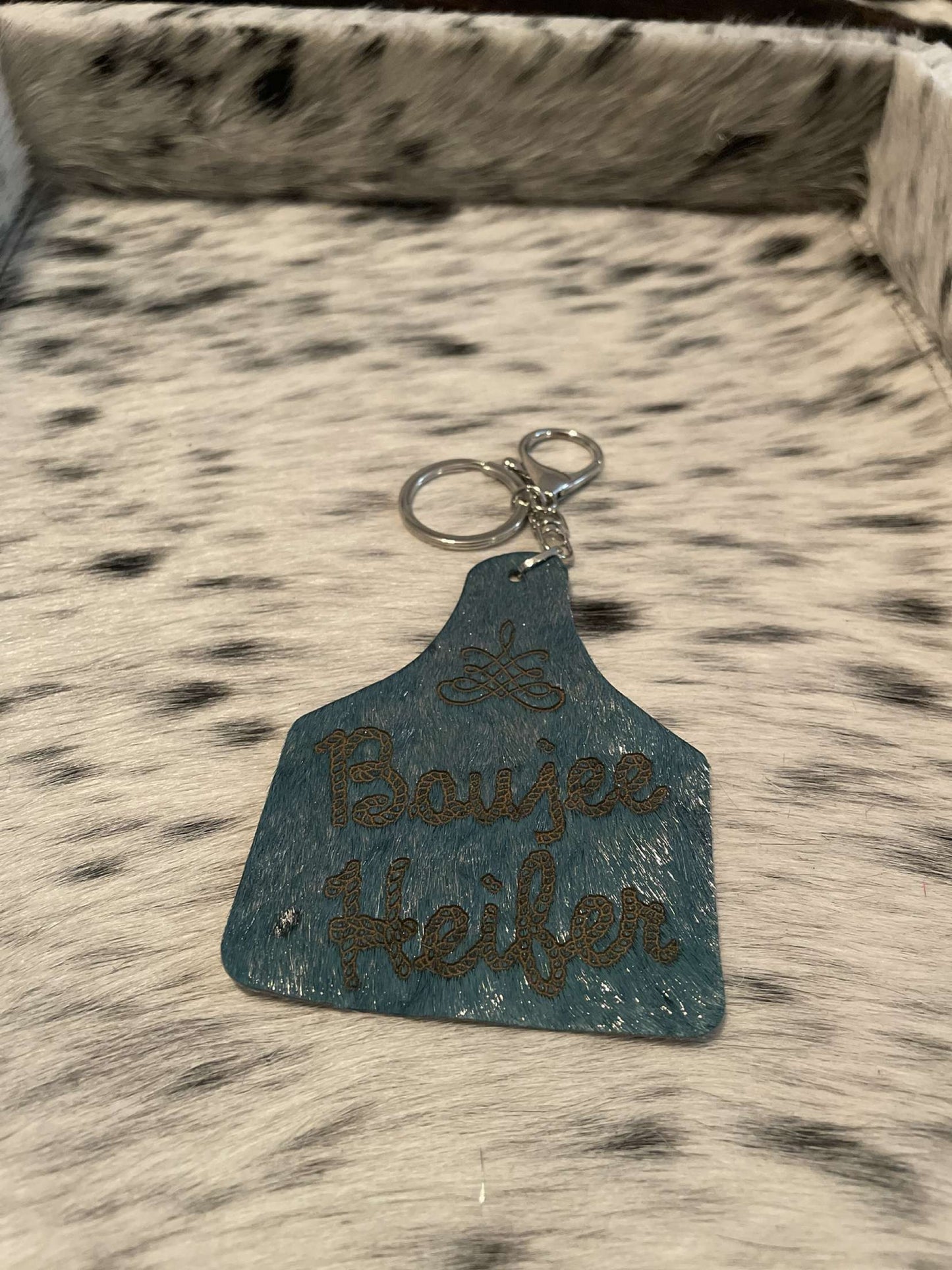 The Boujee Heifer Cow Tag Keychain