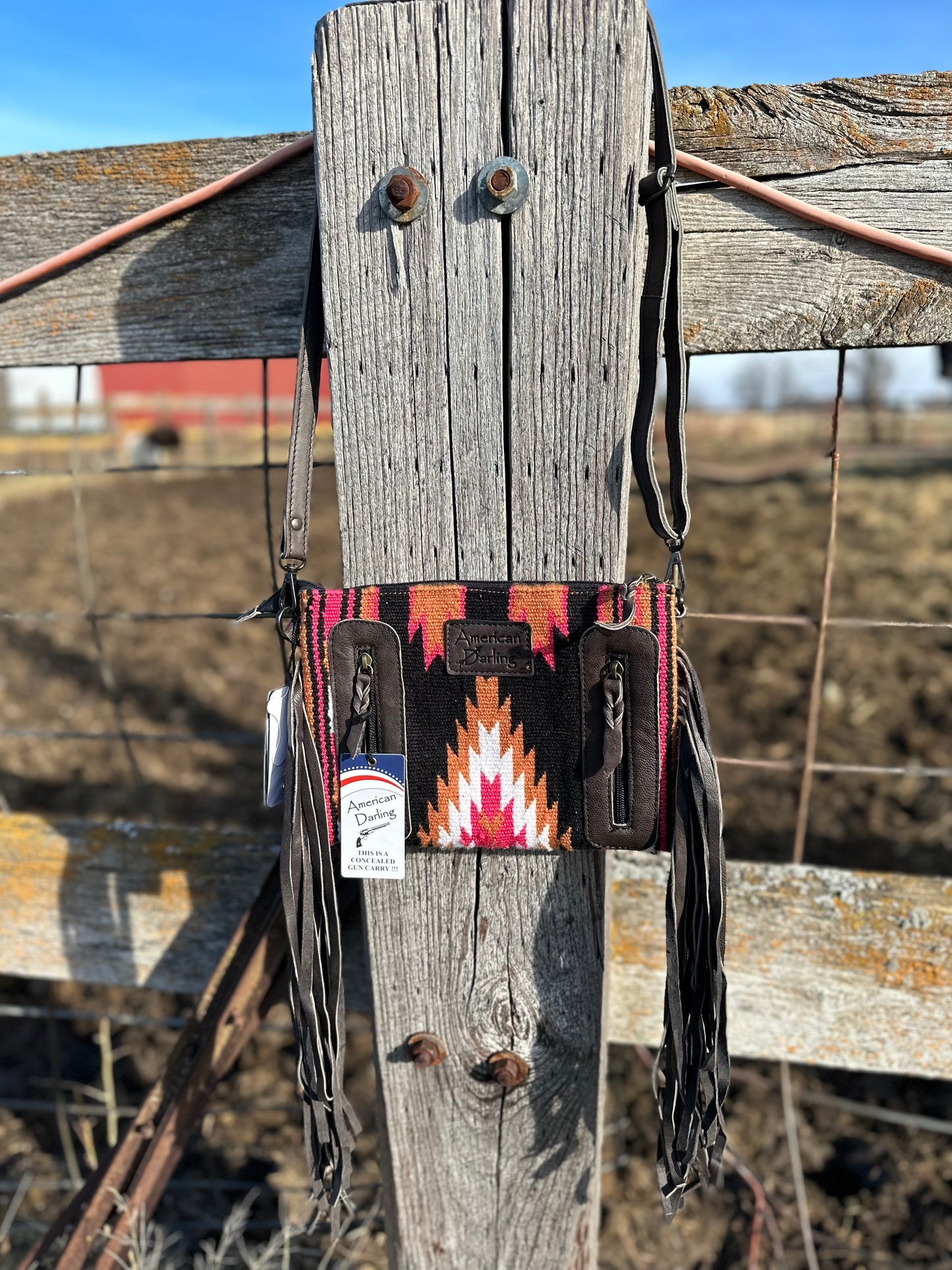 The Hadley Saddle Blanket and Tooled Leather Bag